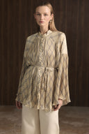Plaid Patterned Box-Pleated Satin Shirt