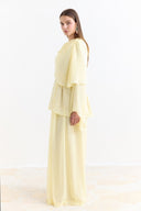 Shoulder Pleat Detail Yoryo Chiffon Pants Set