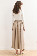 Button-Detailed Pleated Skirt