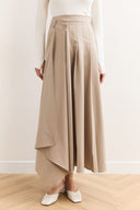 Button-Detailed Pleated Skirt