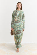 Satin Printed Yoryo Chiffon Dress