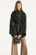 Zippered Denim Jacket with Shawl Collar Detail