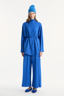 Stand-Up Collar Belted Set with Comfortable Trousers