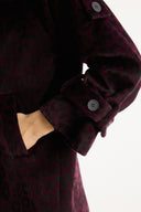 Collar Fur Detailed Suede Jacket - Burgundy