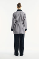 Parka with Contrast Collar and Tape Detail