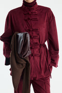 Suede Shirt with Front Button Placket