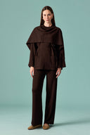 Scarf-Detailed Knitted Trousers Set