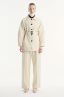 Button-Detailed Belted Jacket