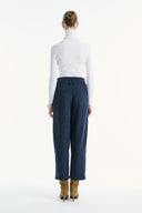 Velvet-Look Trousers with Dart Detail and Diagonal Design