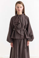 Collar Detail Skirt Set
