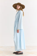 Draped Abaya Dress with Padded Shoulders and Wrap Closure