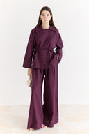 Button-Detail Linen Trouser Set