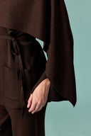 Scarf-Detailed Knitted Trousers Set