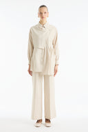 Button Detail Ribbed Pants Set