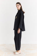 Organic Linen Shirt with Sleeve Cuff Detail