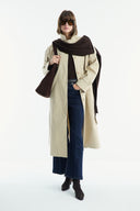 Long Trench Coat with Epaulet and Belt Detail