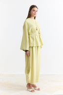 Linen Trousers Set with Waist Tie Detail