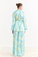 Sophia Satin Printed Yoryo Chiffon Pants Set
