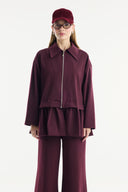 Ruffled Look Zippered Pants Set