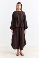 Linen Trousers Set with Waist Tie Detail