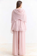 Shoulder Pleat Detail Yoryo Chiffon Pants Set