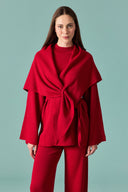 Knit Pants Set with Shawl Detail
