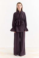 Ruffle-Sleeve Trouser Set