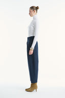 Velvet-Look Trousers with Dart Detail and Diagonal Design