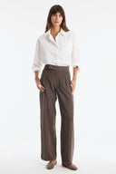 Straight-Leg Trousers with Topstitching