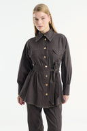Gold Button Detailed Denim Set