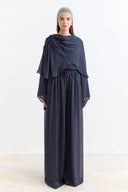 Shoulder Pleat Detail Yoryo Chiffon Pants Set