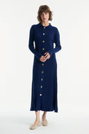 Nellie Gold Button-Detail Knit Dress