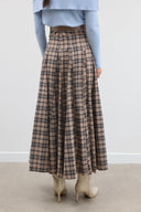 Plaid Flared Skirt with Belt