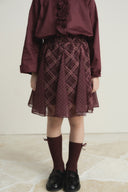 Plaid Chiffon Printed Skirt