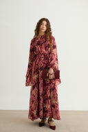 Elia Ruffle Sleeve Chiffon Dress