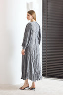 Ella Brooch-Embellished Crushed Silk Satin Dress