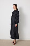 Ella Brooch-Embellished Crushed Silk Satin Dress