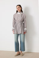 Else Striped Collar and Cuff Trimmed Shirt