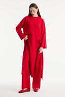 Basic Knit Co-ord Set with Slit Detail Trousers