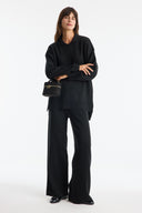 Buttoned High Neck Knitted Trousers Set