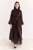 Front and Sleeve Ruffle Dress