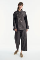 Denim Suit with Metal Button Detail