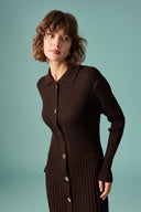 Nellie Gold Button-Detail Knit Dress