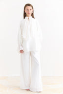 Trouser Set with Ruffle Sleeve Details