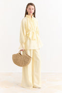 Pants Set with Ruffle Sleeve Details