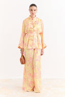 Sophia Satin Printed Yoryo Chiffon Pants Set