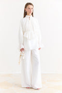 Trouser Set with Ruffle Sleeve Details