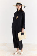 Organic Linen Shirt with Sleeve Cuff Detail