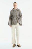 Double-Breasted Plaid Poncho
