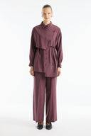 Button Detail Ribbed Pants Set